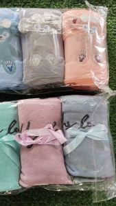 ผ้าเช็คตัวขนเป็ด ปักการ์ตูน