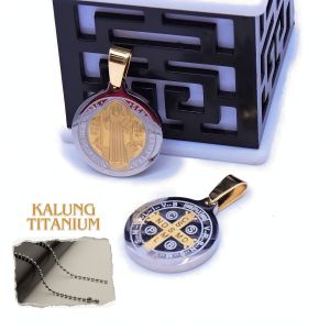 Kalung Kerohanian Khatolik Bahan Titanium Liontin Santo Benediktus Anti Karat Dan Anti Luntur