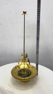 Khay cắm hương vòng bằng đồng có thể kéo cao 45cm thấp 23cm đk khay 18cm nặng 0.6kg