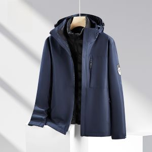 ROMON | Lomond Mens Fleece Lined Hooded Jacket Autumn Winter Outdoor Travel Windproof Casual Fashion Standard Fit Polyester Fiber