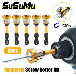 50mm 1/5pcs Magnetic Drywall Screw Bits Setter Kit Positioning Screwdriver Bits Drill Bit Holder Extension Screws Locating Tools