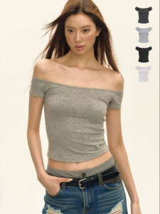 Ariseism | Áo Thun Crop Phong Cách Retro Đính Kính Cầu Vồng