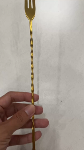 Thìa bar pha chế inox mạ vàng  bar spoon muỗng khuấy 2 đầu thìa 2 đầu