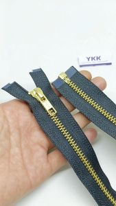 Resleting Zipper Ritsleting YKK 40 cm Atau 16 inch Hitam Gold Emas Type Gigi Besi Model Set Open End Buka Lepas Harga Per Biji