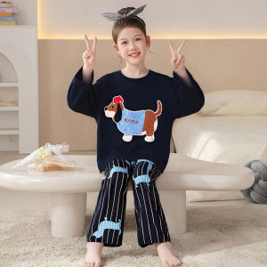 Cute Childrens Cotton Pajamas Long Sleeve Spring Autumn Style Home Clothes Set for Girls Soft Breathable Comfortable Cotton