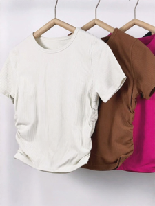 Breathable Yoga Shirt For Women Waist Shaping Short Sleeve