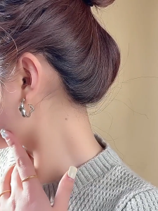 OFM-K193 Anting Hijab Setengah Bulat Aksesoris Perhiasan Wanita Korean Style / Anting Korea Wanita