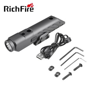 Richfire Tactical LED Flashlight 1700LM Green Laser Light Combo Magnetic Rechargeable Profile and Lightweight for Hunting