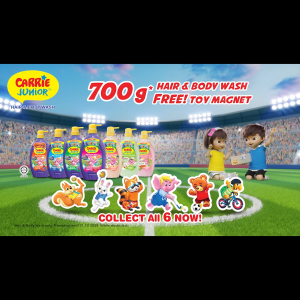 [Bundle of 3] CARRIE JUNIOR Hair & Body Wash - Apricot Yoghurt (700g)  [New Toy] Nourishing & Moisturising Skin |Kids Shower