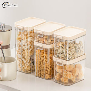 Name: Comfort กล่องเก็บอาหารแห้งพร้อมฝาปิดผนึก กล่องเก็บอาหารแห้ง สำหรับใส่เครื่องปรุง เครื่องเทศ อาหารแห้ง 4 ขนาด กล่องถนอมอาหาร กระปุกสูญญากาศ กล่องใส่อาหาร