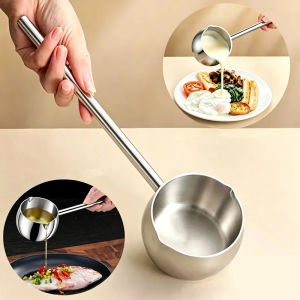 Stainless Steel Hot Oil Spoon With Extended Handle Anti-Burning And Anti-Splashing Small Pot For Oil Pouring Kitchen Tool