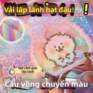 Vải Bóng Lấp Lánh Màu Dải Cầu Vồng Đầy