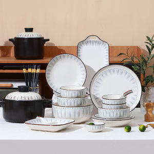 JINJIE | Japanese Ceramic Elegant Underglaze Set Rice and Soup Bowls