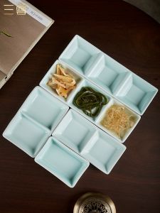 Creative Ceramic Seasoning Plate Chinese Style Hot Pot Restaurant Utensils Small Dish for Adult round Shape Underglaze Color