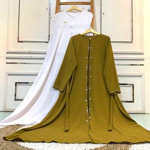 Amora Dress - Set Gamis 2 in 1 Inner Dan Outer Bahan Crinkle Airflow