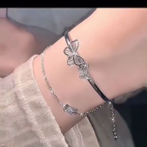 【Pharaoh🎀COD】Gelang Kupu-Kupu Berlian Setengah Bangle Flash Gelang Lapisan Ganda Gelang Super Abadi