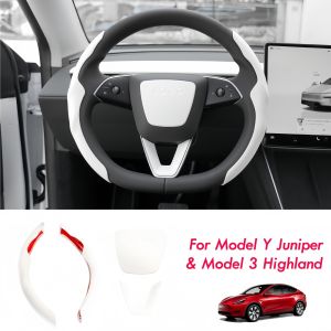 For Tesla Model Y Juniper 2025 2026 Steering Wheel Cover Model 3 Highland Matte White Steering Wheel Trim Kit Protector Accessor