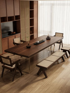 South American Walnut High End Solid Wood Tea Table And Chair Set Modern Simple Living Room Home Use Coffee Table Wabi Sabi Style