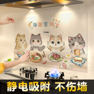 Static Kitchen Greaseproof Stickers Waterproof Transparent High Temperature Resistant Thickened Kitchen Ventilator Wall Wallpaper Self-Adhesive Wall Sticker
