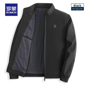 ROMON | Loose Casual Mens Jacket Romon Stand Collar Spring Autumn New Style Dad Clothes Administrative Outerwear Fashion Urban Polyester Fiber