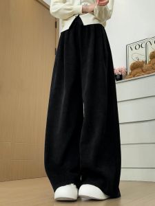 Black High Waist Wide Leg Casual Pants for Women Autumn New Style Simple Fashion Slimming Cross Covering Ader Street Sport Casual