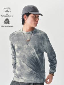 Outdoor Hiking Climbing T-shirt Long Sleeve Superfine Wool Tie-dye Antibacterial