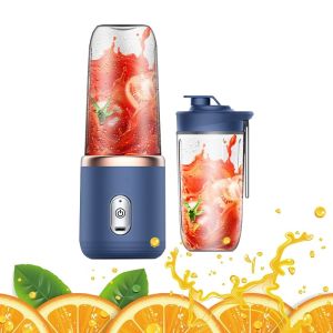 Portable Electric Juicer USB Wireless Rechargeable 6 blades Automatic 400ML Mini Squeezer Multifunctional Fruit Vegetables Fruit Presser Shake 2 Cups Home office Juice Mixer