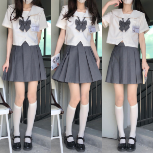 Basic Pure Color Uniform Skirt High Waist A-Line Pleated Mini Skirt Commuter Artistic Style Polyester Fiber 225g Short Pleated Skirt