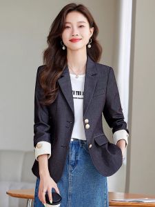 Casual Womens Suit Jacket Spring Autumn 2024 New Small Size High-End Design Slim Fit Western Style Top Quality Polyester Fiber