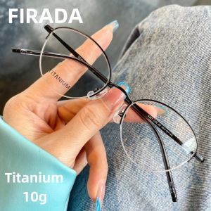FIRADA Fashion Comfortable Glasses Retro Pure Titanium Half Frame Eyewear Optical Prescription Eyeglasses Frame Women 948T-BM