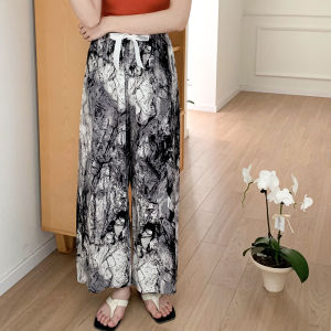 Women Cotton Voile High Waist Wide Leg Casual Pants