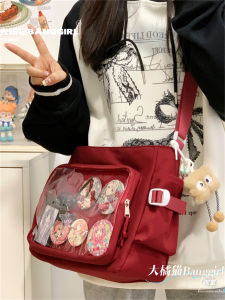 Large Capacity Messenger Bag Womens Transparent Bajie Single Shoulder Crossbody Bag Casual Style Soft Oxford Cloth Purse