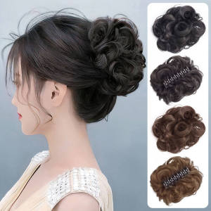 [Increase Hair Volume] Bun Hairpin Clip-on Bun With Fluffy Hair Accessories Big Bun Flower Bud Hairstyle Happy Headband Bun Clip Looks Natural