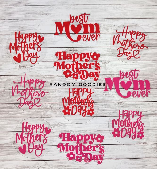 12-Piece Mother’s Day Cake Topper Set – Acrylic “Best Mom Ever” Decorations For Cupcakes & Cakes