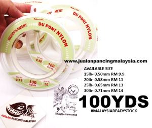 DUPONT MONOFILAMENT NYLON LEADER PERAMBUT 15-30LBS 100YD (MADE USA)