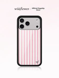 Wildflower | Pink Stripe Full Cover Shockproof Hard Shell Phone Case for iPhone