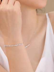 Queensun 18K White Gold Lab Diamond Tennis Bracelet Bezel Set Diamond Bracelet Dainty Adjustable Bracelet Stackable Thin Bracelet Minimalist Everyday Jewelry Wedding Bridal Bracelet Gift For Women Sparkling Fine Jewelry