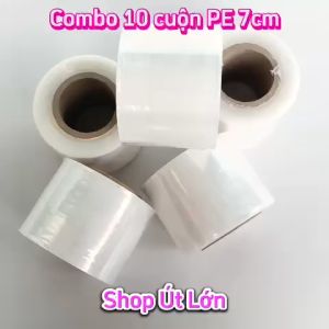 Combo 10 Cuộn Màng PE trong 7cm nặng 290gram rộng 7cm độ dầy màng 16 - 17 míc.