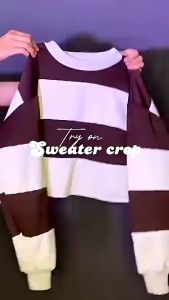 ATASAN CROOPE POCKY STRIPE TWOCOLLOR SWEATER WANITA | MULTICOLLOR ATASAN WANITA