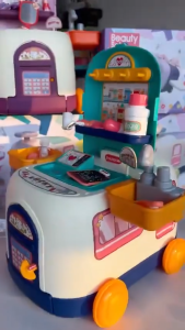 【Ready Stock】2IN1 Kitchen Playset Toy DIY Pretend Play Bus Mainan Masak Masak Kids Cooking Toys for Girls Boys