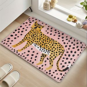 VIKAMA Mỹ Da Báo In Hình Thảm Trải Sàn Chống Thấm Nước Chống Trơn Trượt Thảm Polyester Cho Nhà Bếp Phòng Khách Phòng Ngủ Lối Vào Trang Trí Nhà