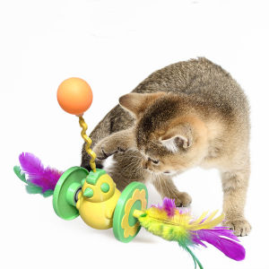 Cat Interactive Toys Cat Kitten Tumbler Toy with Feathers and Bell For Cats Kitten