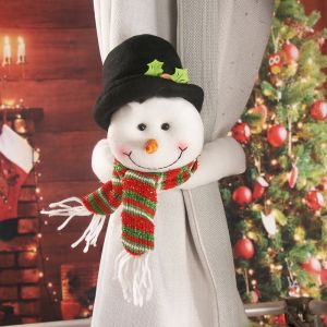 Christmas Curtain Buckle with Snowman Cute Santa Claus Creative Curtain Tieback for Home Window Christmas Decoration