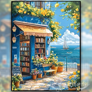 Mặt Dây Chuyền Thêu Hình Sách Biển Mới 2025 DIY Vòng Tay Đính Kim Cương Toàn Bộ Thêu Khung Trang Trí Nhà Đơn Giản Hiện Đại