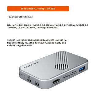 Cáp Chuyển Đổi Đa Năng CABLETIME 7 Trong 1 Tích Hợp Ổ Cứng NVMe SSD Hỗ Trợ Quay Video 4K ProRes Khe Cắm Thẻ SD/TF 3.0 Dành Cho iPhone 17/16/15 Với Cổng HDMI USB-A & C