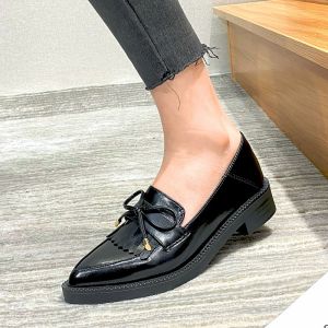 Womens Pointed Toe Thick Heel Loafers Middle Heel Versatile Shoes Large Size from 41 to 43 Autumn Fashion Single Shoes