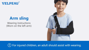 Velpeau Kids Arm Sling Shoulder Immobilizer with Waist Strap -Ventilated & Breathable Support Brace for Children Boys Girls