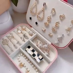 Large Portable Jewelry Storage Box Double Layer Jewelry Organizer Accessories Case Earrings Ring Pendant Organizer