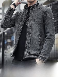 ROMON | Romon Mens Denim Jacket Casual Vintage Stylish Loose Fit Fashionable Outerwear Spring Autumn Winter New Arrival Cotton Polyester Blend