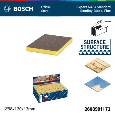 BOSCH ฟองน้ำขัดเหลี่ยมบาง ละเอียด (P240-320) (Fine) - EXPERT